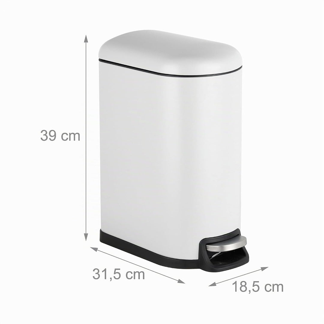 Relaxdays Mülleimer, 10 Liter, Absenkautomatik, entnehmbarer Inneneimer, Kosmetikeimer mit Deckel, B