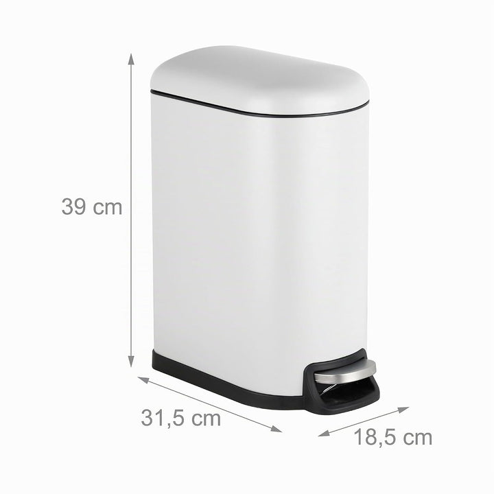 Relaxdays Mülleimer, 10 Liter, Absenkautomatik, entnehmbarer Inneneimer, Kosmetikeimer mit Deckel, B