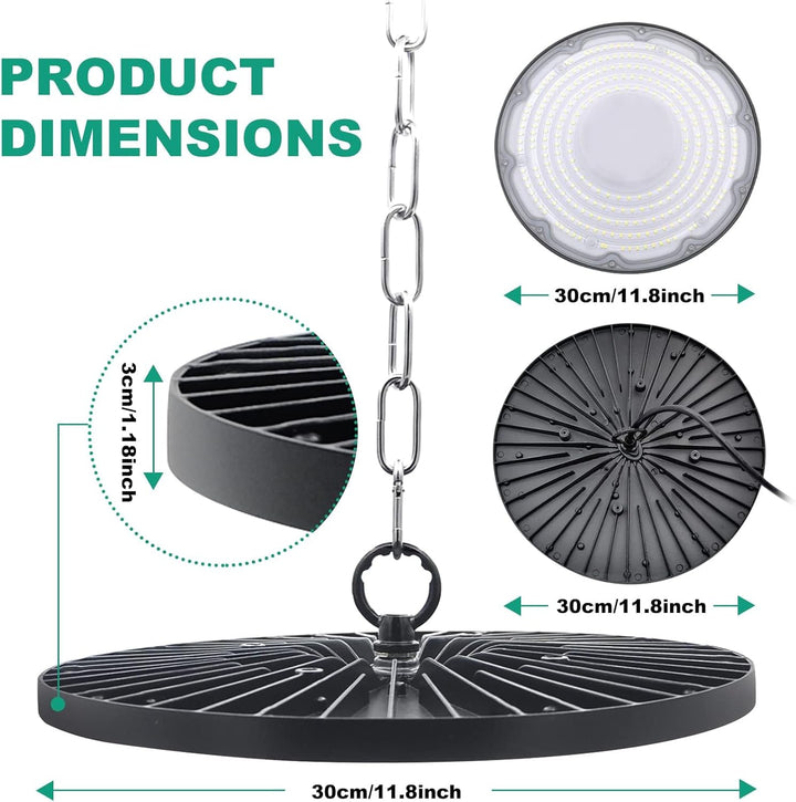 Jefedana 200W LED Strahler Industrielampe, UFO LED Werkstattlampe IP65 LED High Bay Licht, UFO LED W