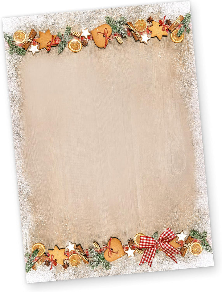 Briefpapier Weihnachten LANDIDYLLE 250 Sets mit Fensterumschläge Weihnachtsbriefpapier A4 Holz Landh