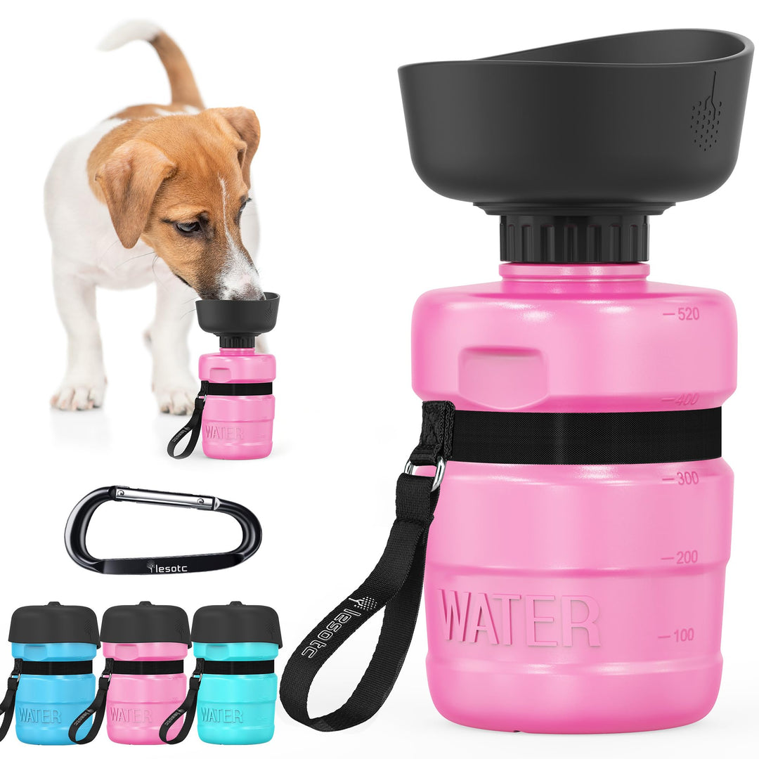 lesotc 520ml Hundetrinkflasche für unterwegs, Faltbare Hund Auslaufsicher Wasserflasche, Hunde Wasse