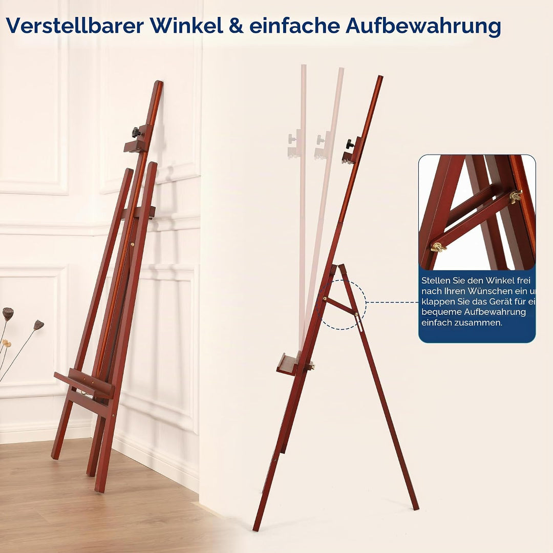 VISWIN A-Rahmen Staffelei Holz Gross, Verstellbare Staffelei aus Buchenholz für Leinwand bis 109cm,