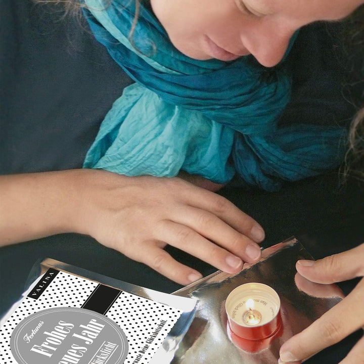 VALINA Fortunas Glückslicht/Dots/Weiss/Frohes neues Jahr / 10er-Set