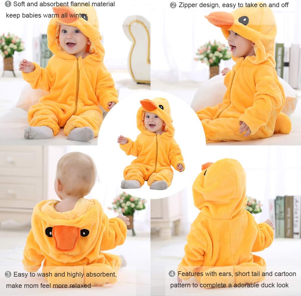 COOKY.D Unisex Winter Hooded Romper Jumpsuit 2-36 Months 12-18 Monate Canard, 12-18 Monate Canard