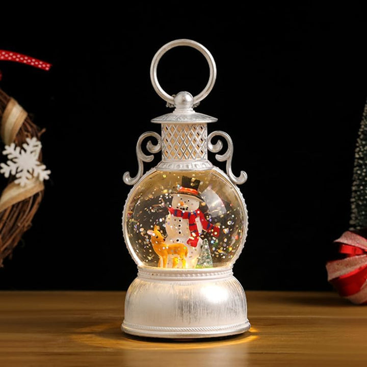 Weihnachtsdeko Laterne, LED Kugellaterne, Weihnachts Schneekugel Laterne mit Musik, Aufhängbar Weihn
