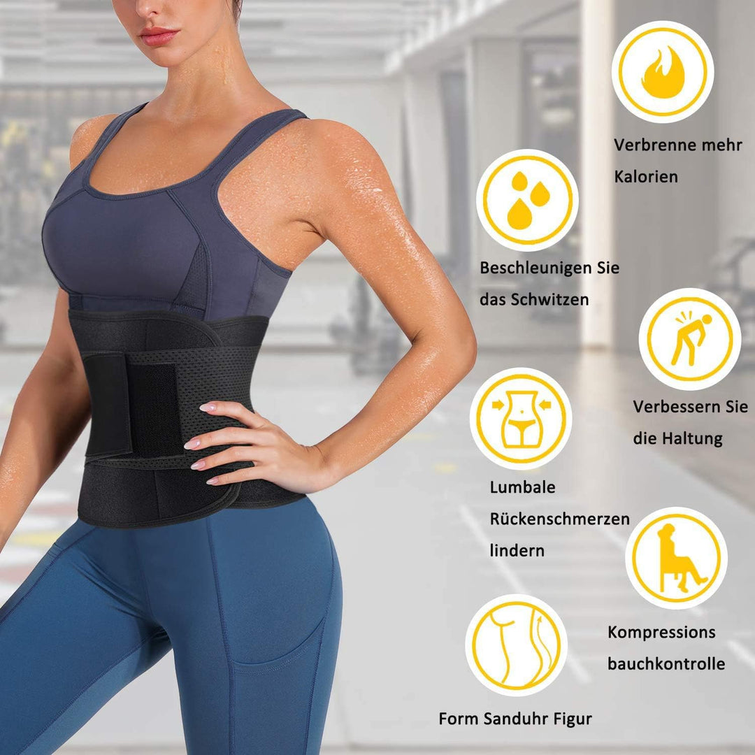 Gotoly Damen Bauchweggürtel Fitness Schwitzgürtel Sport Fitnessgürtel Verstellbarer Neopren Sauna Ge