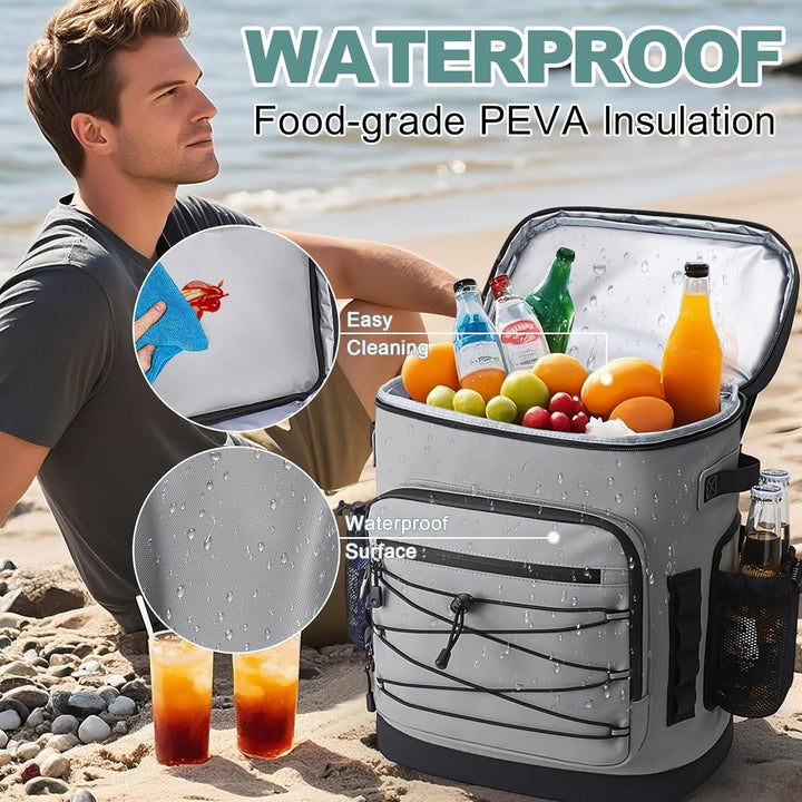 Kühlrucksack, 30L Grosse Thermo Kühltasche Rucksack, Wasserdicht Picknickrucksack Gross für Herren &