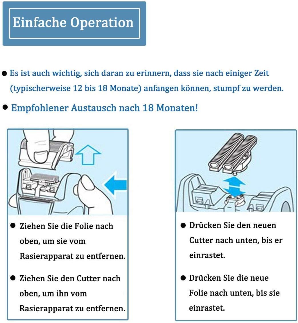 Poweka Scherfolie Scherkopf Kompatibel mit Braun 30B - Hochwertiges Kombipack Klingenblock Messer Ra