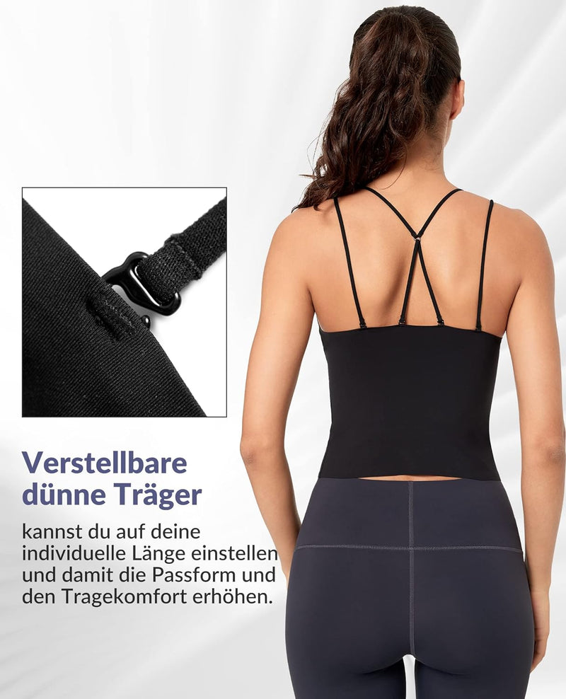 Yvette Sport BH Damen Yoga BH Leichter Halt Nahtlos ohne Bügel Soft bequem Pilates Bra L Schwarz, L