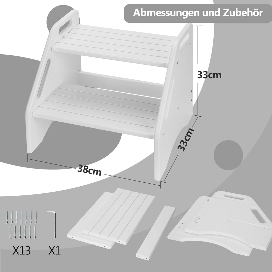 AMBIRD Zwei-Schritte-Trittstuhl für Kinder, stabile 136 kg Tragkraft, mit Sicherheits-Anti-Rutsch-Pa