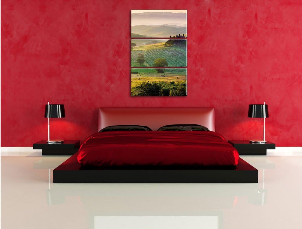 Pixxprint Toskana Landschaft als Leinwandbild - Grösse: 3-Teilig (120x80cm) - Wandbild - Kunstdruck