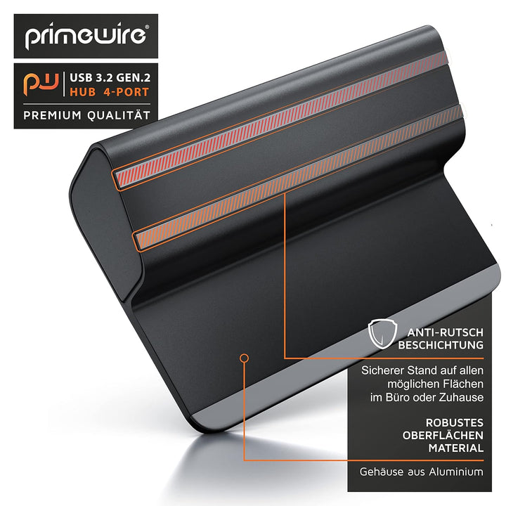 CSL - USB 3.0 Hub Aktiv - 10 GBit/s - 4 Port Verteiler Mit Netzteil - 3.2 Gen.2 Datenhub - Für PC No