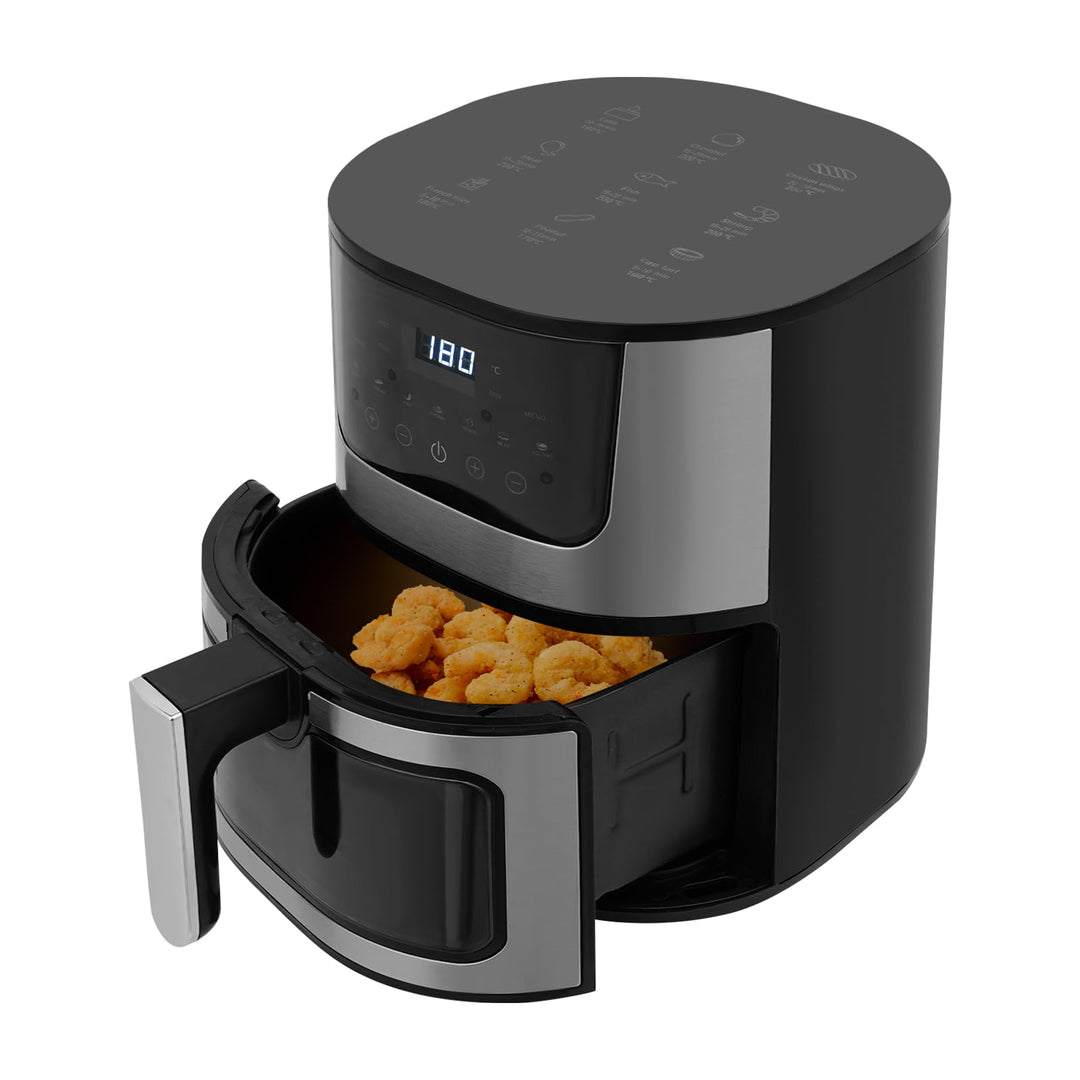 Heissluftfritteuse, Airfryer Gross mit Temperaturregelung 80-200 °C, Einstellbare Zeit 0–60 min, Aut