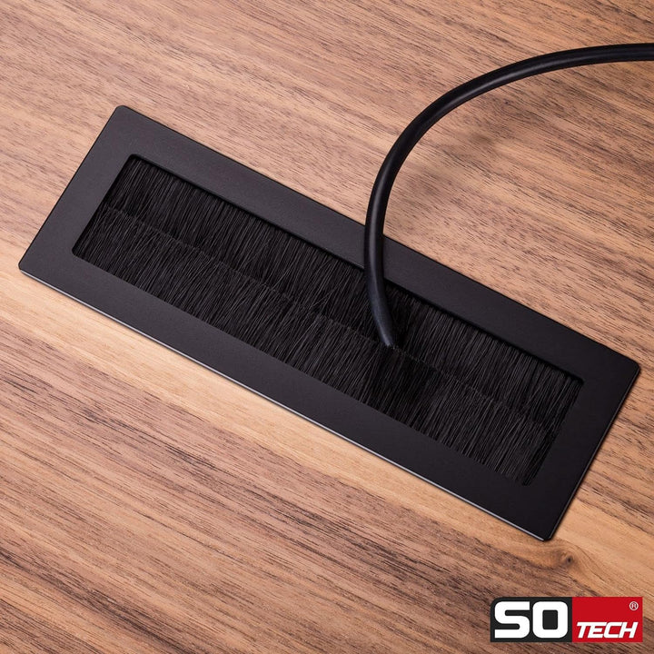 2 x Kabeldurchlass Kabeldurchführung Toledo aus Aluminium schwarz 20 x 7 cm Einbaumass: 19 x 6 x 1,6