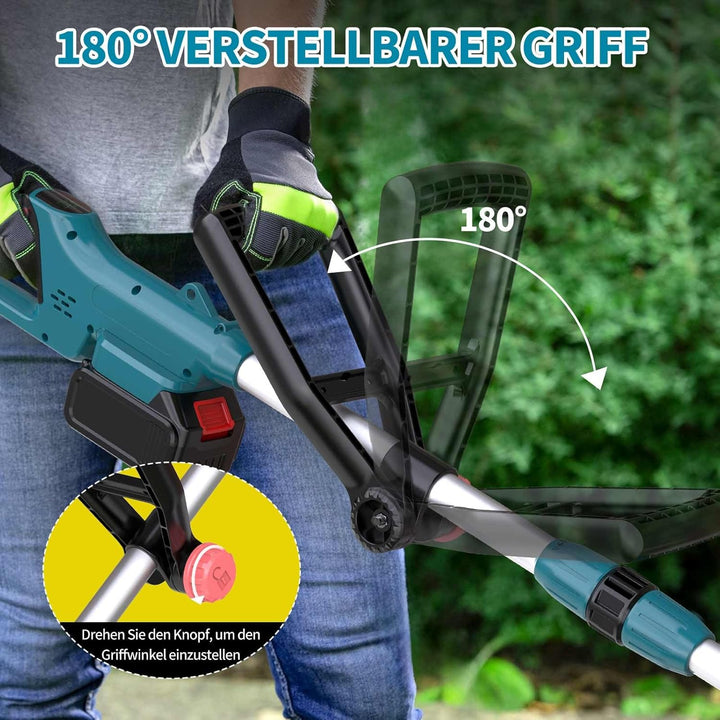 Akku Rasentrimmer für Makita Akku | 3-in-1 Rasenkantenschneider, Freischneider & Motorsense | Bürste