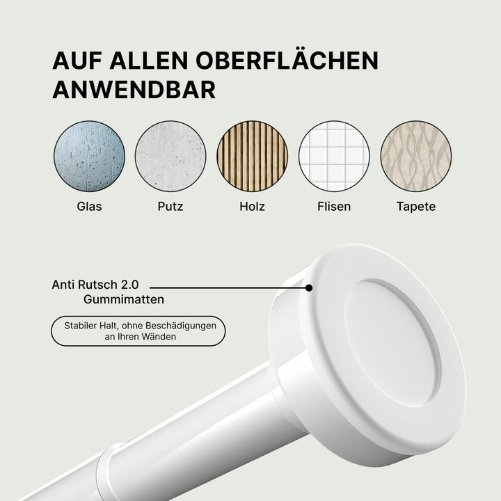 Vorhangstange Klemmstange - Weiss, Ø 25 mm, 1Stück - Gardinenstange ohne Bohren - Teleskopstange zum