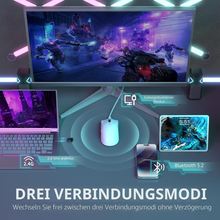 LexonElec x Attack Shark X11 Kabellose Gaming-Maus mit RGB Magnetische Ladestation, PixArt PAW3311-S