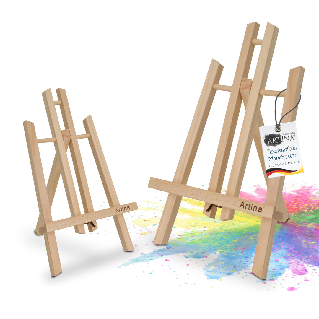 Artina Manchester 2er Set Tischstaffelei klein aus Holz 28cm Mini Präsentationsstaffelei Display-Sta