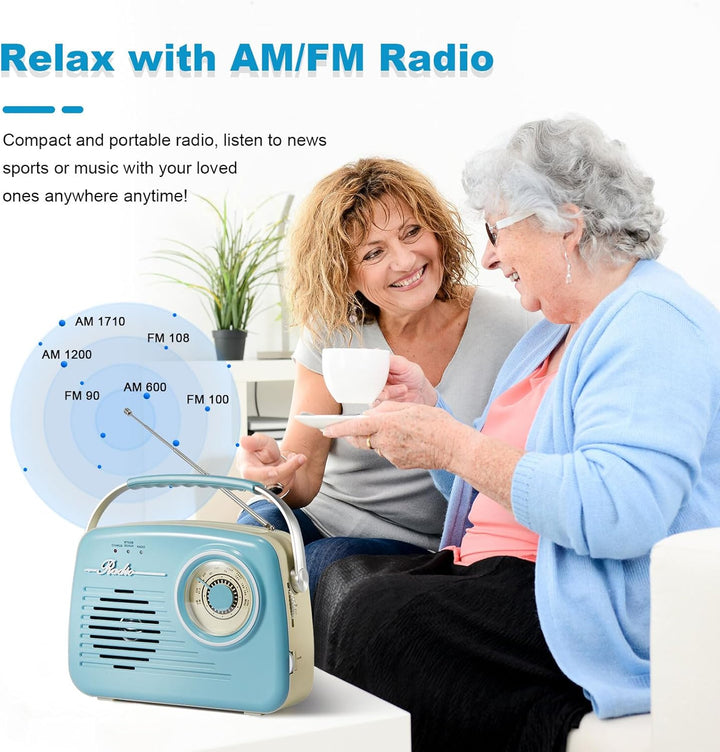 Radios Portable Am Fm, Kleine Retro Vintage Radio Bluetooth, AA-Batterie betriebene Radio oder Steck