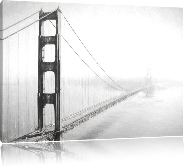 Pixxprint Golden Gate Bridge / 100x70cm Leinwandbild bespannt auf Holzrahmen/Wandbild Kunstdruck Dek