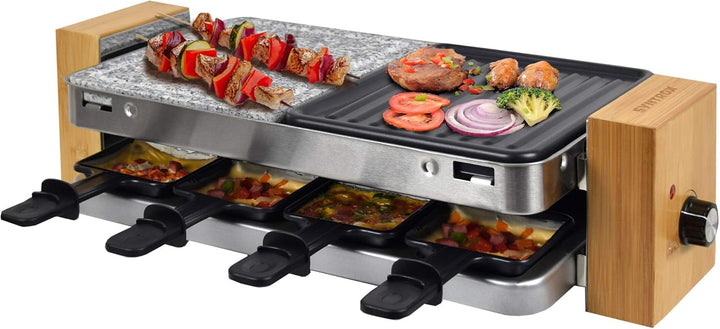 Syntrox Germany RAC-1500WB Lugano Raclette mit 4 Platten mit antihaftbeschichteter Grillplatte und N
