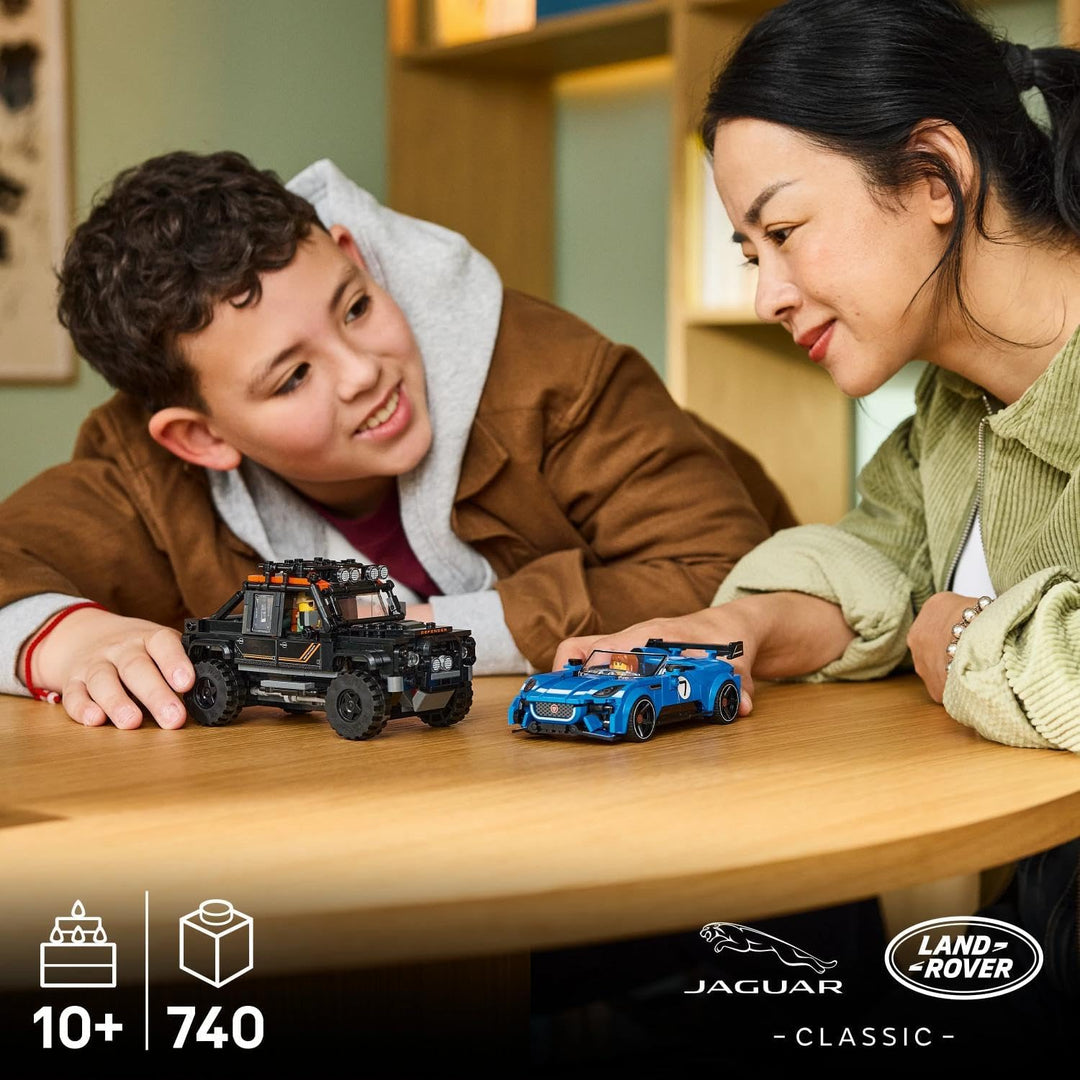 LEGO Speed Champions Jaguar Project 7 &amp; Land Rover Defender - Bauset mit 2 Spielzeugautos und 2 Mini