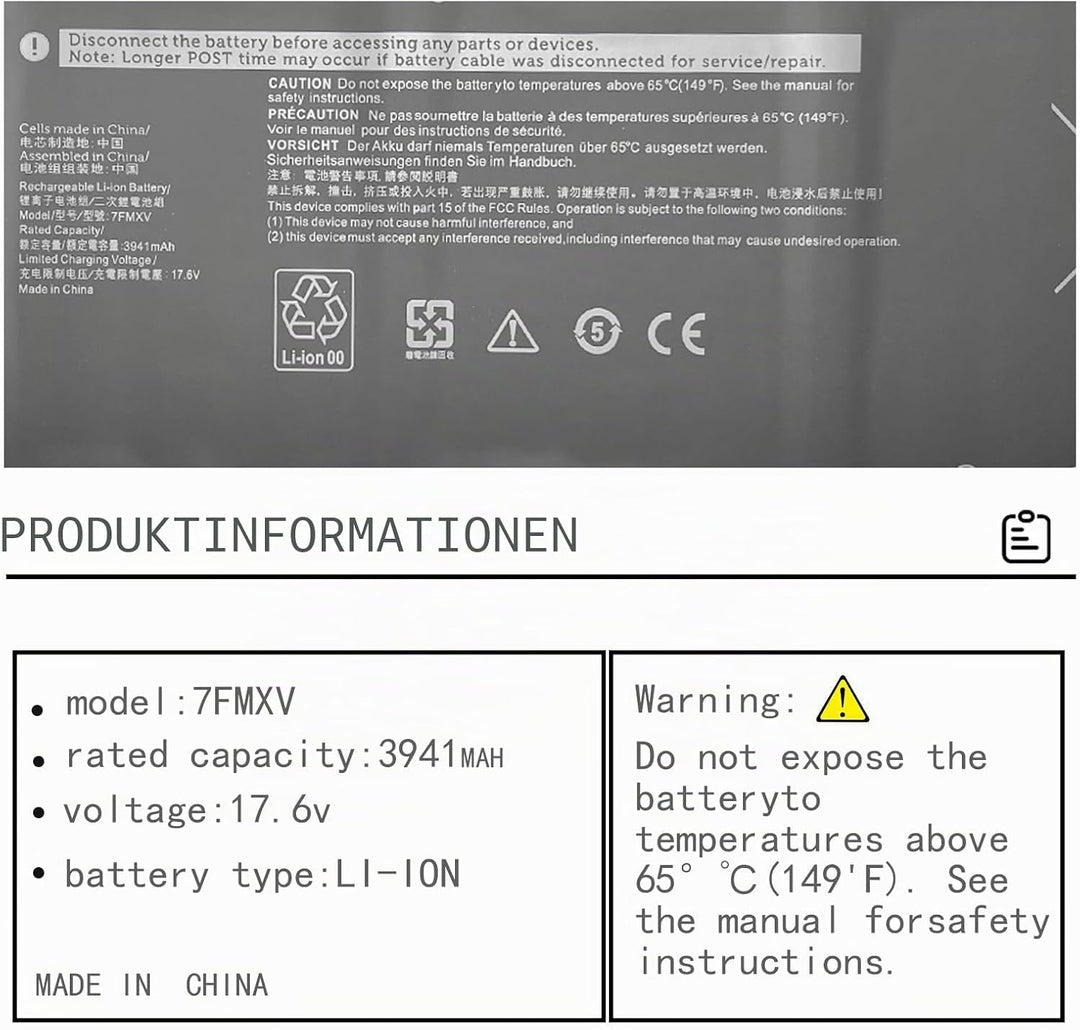 7FMXV 0TN2GY TN2GY 9JM71 Ersatz für Notebook-Akku für Dell Latitude 5320 7320 7420 7520 Serie (15,2