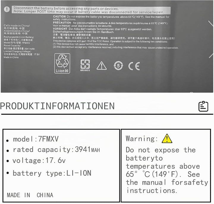 7FMXV 0TN2GY TN2GY 9JM71 Ersatz für Notebook-Akku für Dell Latitude 5320 7320 7420 7520 Serie (15,2