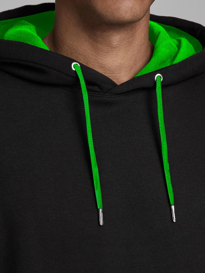 JACK & JONES Herren Soft Sweat Hood Kapuzenpullover, Bequemer Pullover für Männer L Schwarz (Black N