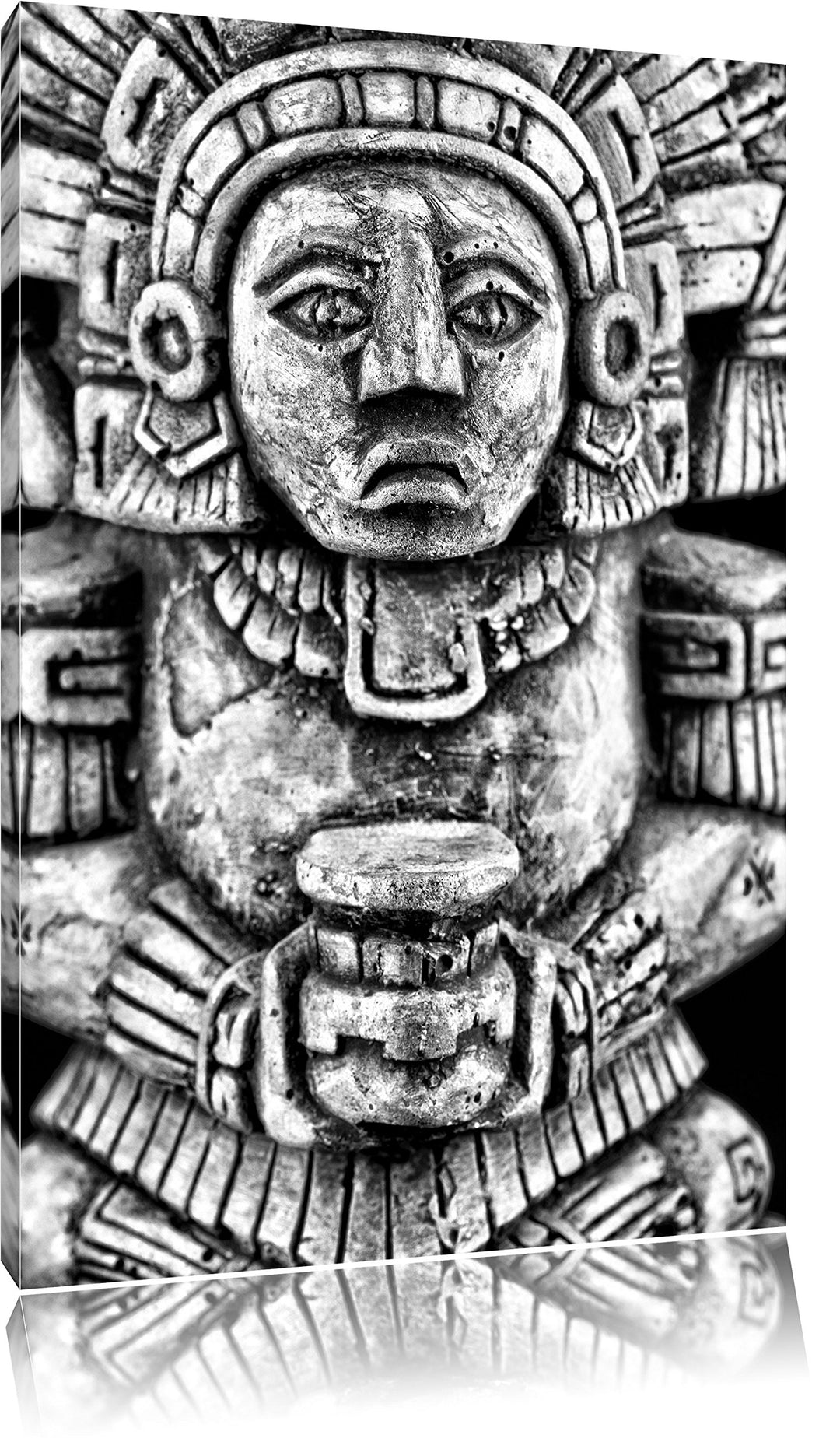 Pixxprint kleine Maya Skulptur / 100x70cm Leinwandbild bespannt auf Holzrahmen/Wandbild Kunstdruck D
