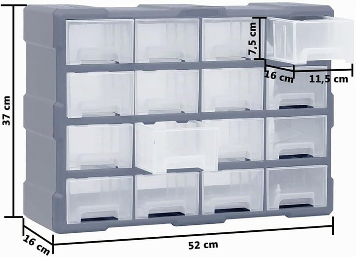 Myheimly Multi-Schubladen-Organizer 16 Schubladen 52x16x37 cm Grau 16 Schubladen, Grau 16 Schubladen