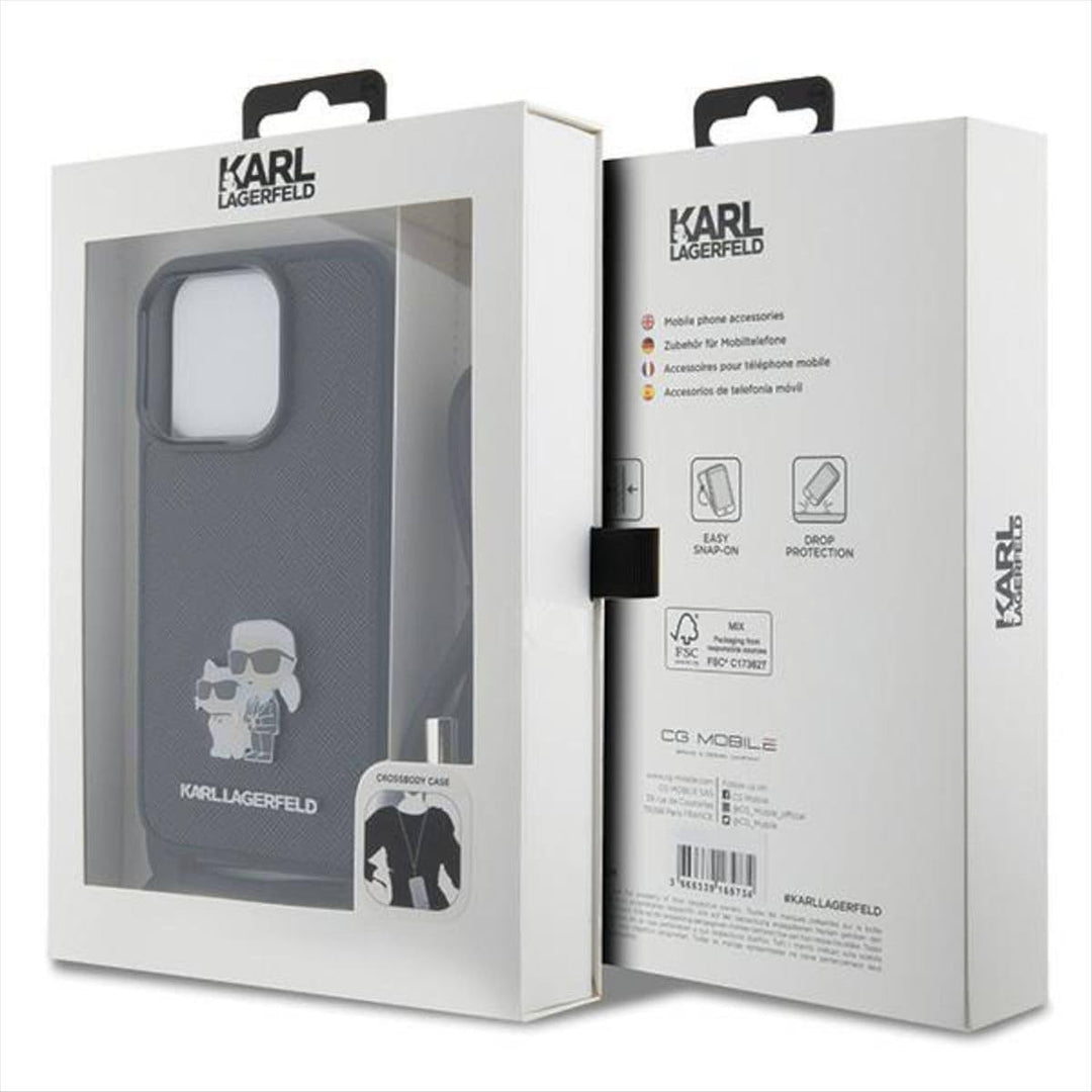 KARL LAGERFELD KLHCP15XSAKCPSK Hülle für iPhone 15 Pro Max 6.7" hardcase Schwarz Crossbody Saffiano