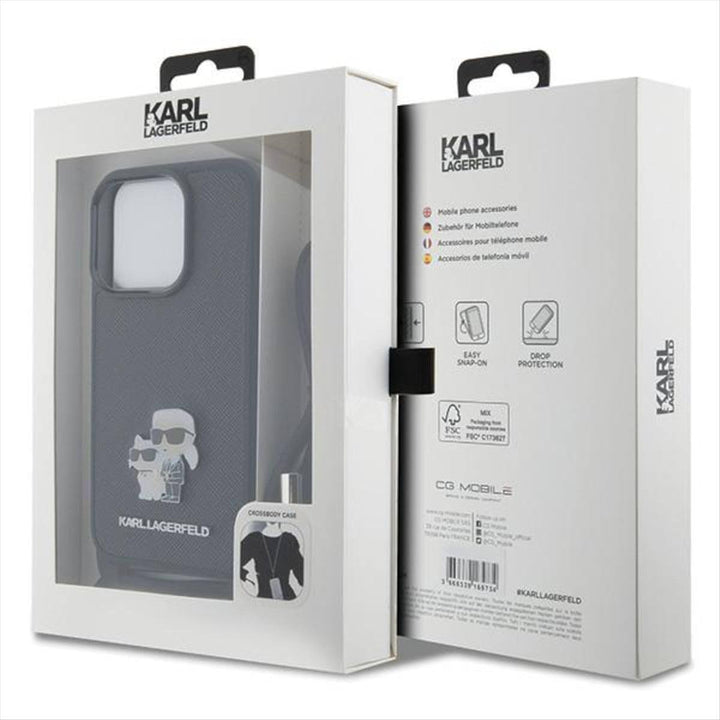 KARL LAGERFELD KLHCP15XSAKCPSK Hülle für iPhone 15 Pro Max 6.7" hardcase Schwarz Crossbody Saffiano