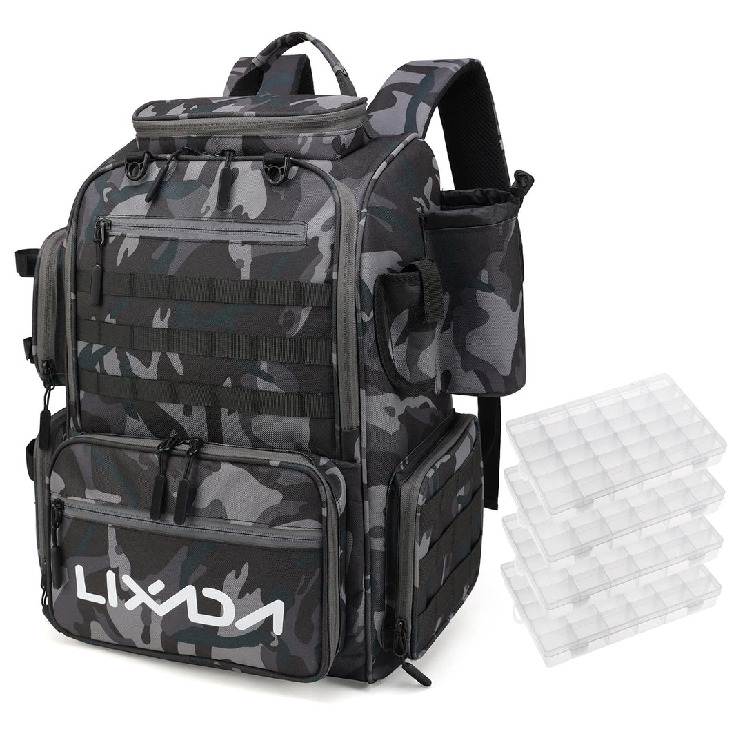 Lixada Angeltasche, Angelrucksack, Grosse Angeltasche Angelrucksack zur Aufbewahrung und Organisatio