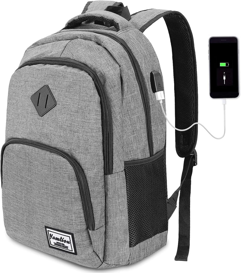 YAMTION Rucksack Laptop Rucksack Studenten Herren Rucksack Daypack mit USB-Ladeanschluss für Schule