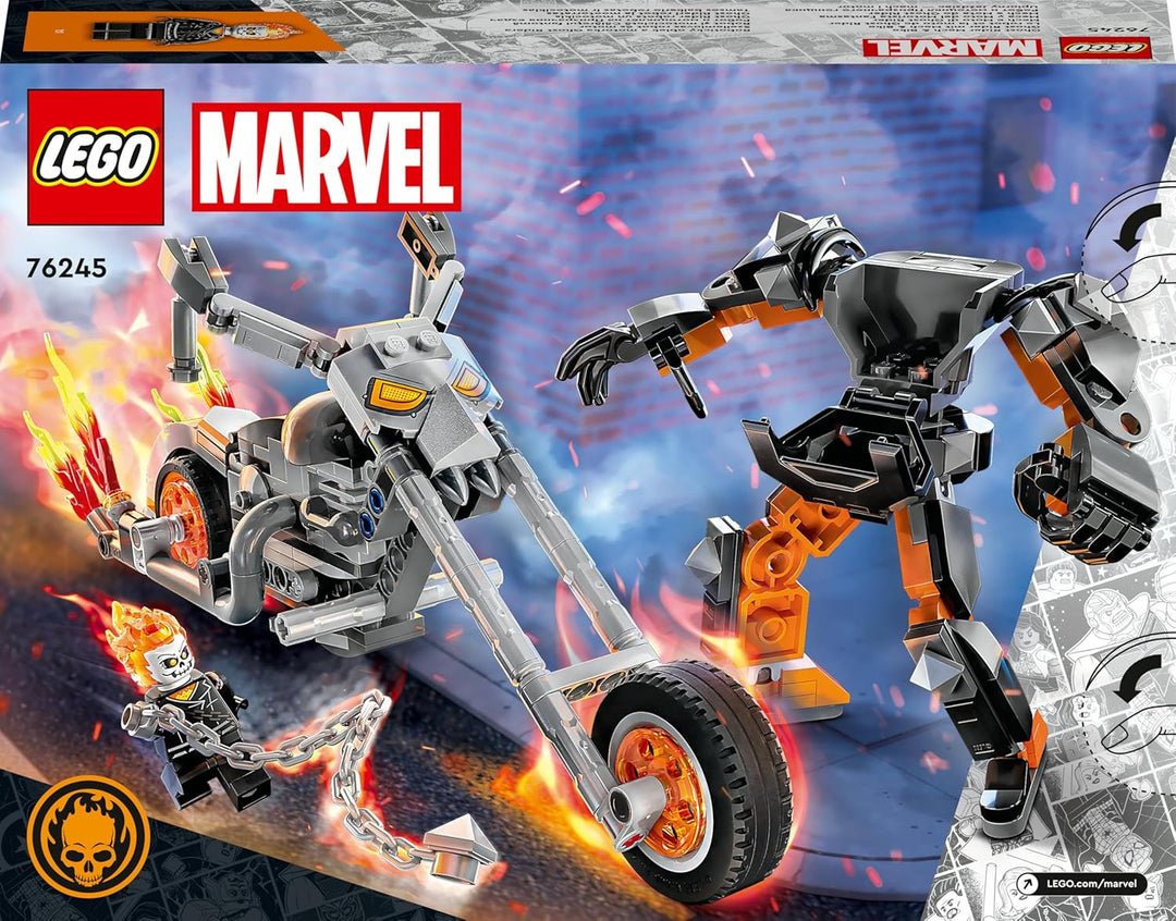 LEGO 76245 Marvel Ghost Rider mit Mech & Bike, Superhelden Motorrad Spielzeug zum Bauen mit Kette un