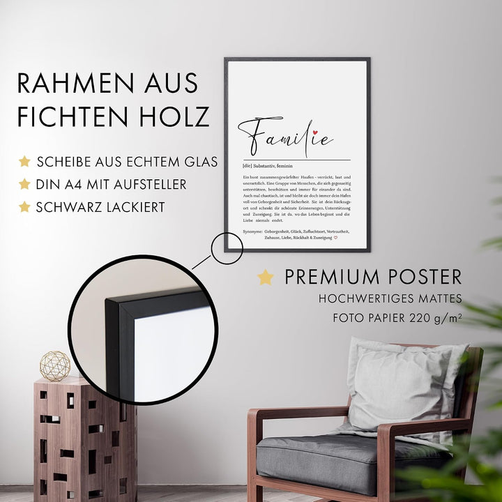 Familie Definition Bild - persönliches Geschenk – Definition Familienposter | Wanddekoration | Gesch