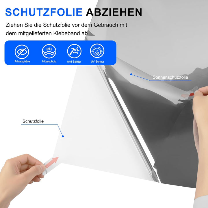 Ohmywor Fensterfolie Sonnenschutz Selbsthaftend Sichtschutz Hitzeschutz Fensterfolie von Aussen Durc