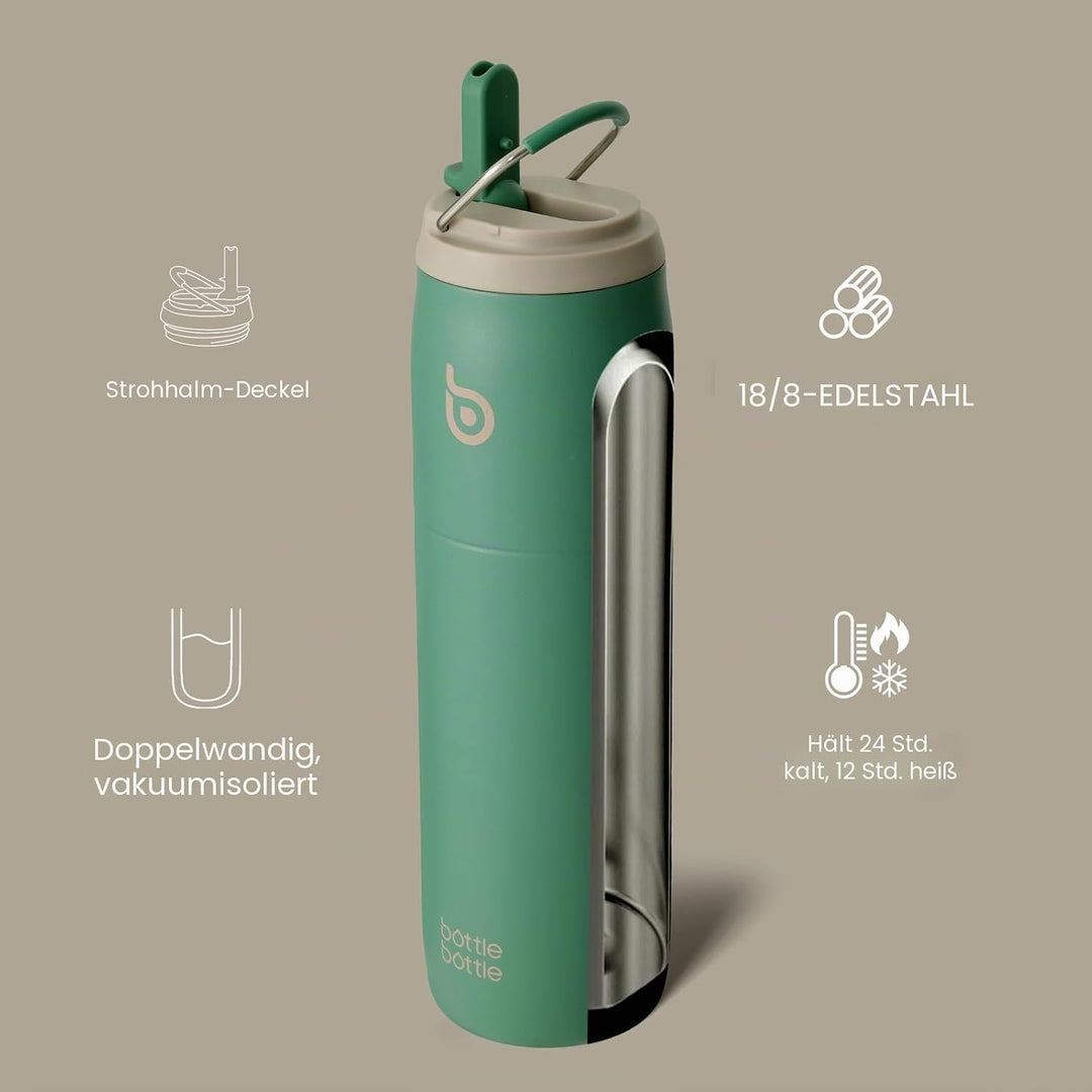 bottlebottle BOTTLE BOTTLE Isolierte Wasserflasche Edelstahl 32oz(946ml) mit Strohhalm Griff für Spo