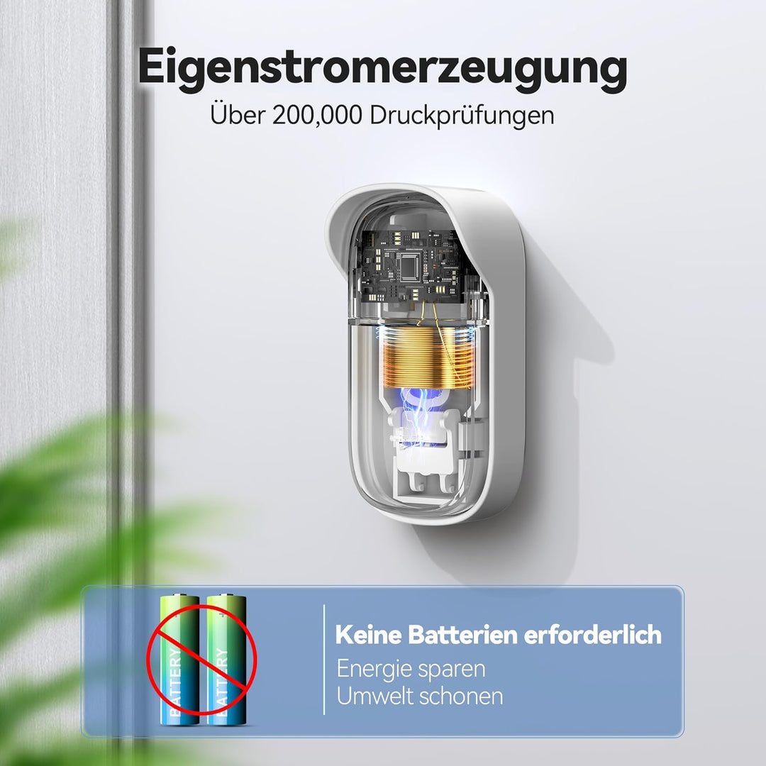 TECKNET Funkklingel Batterielose, IP65 Funkklingel aussen Wasserdicht, Haustürklingel mit Plug-In-Em