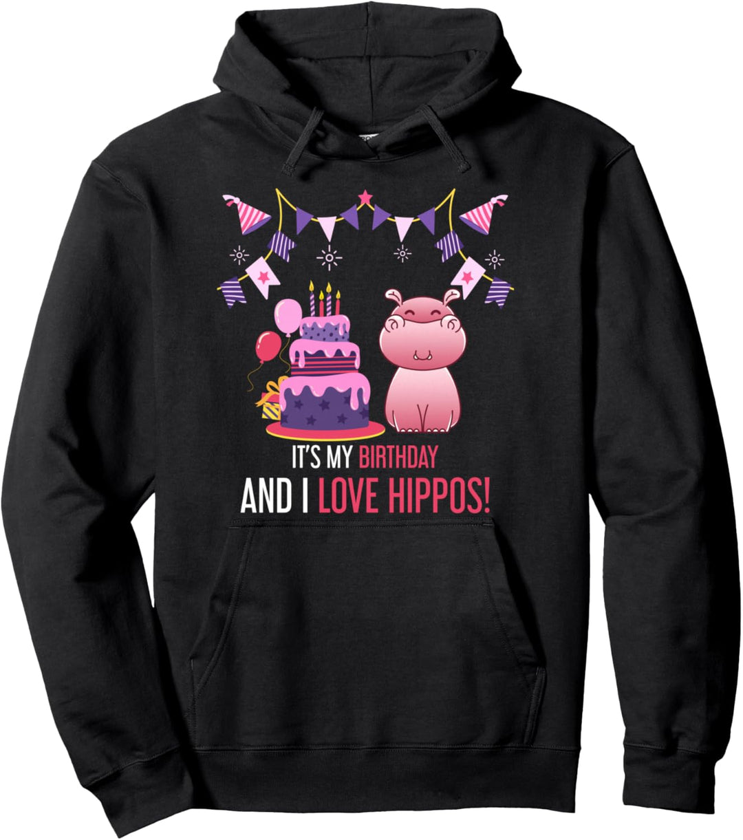 Zoo Tier Hippo Geburtstag Kuchen Kinder Geschenk Nilpferd Pullover Hoodie