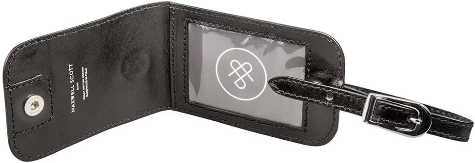 Maxwell-Scott Hochwertiger Leder Gepäckanhänger Ledro in Schwarz, Schwarz
