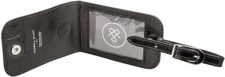 Maxwell-Scott Hochwertiger Leder Gepäckanhänger Ledro in Schwarz, Schwarz