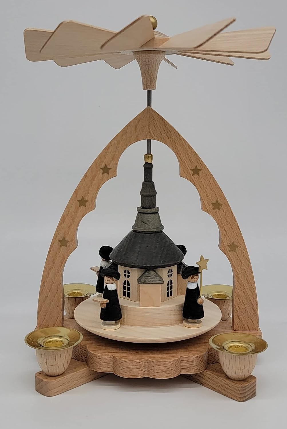 Richard Glässer Seiffen Weihnachtspyramide, Natur, 18 cm hoch