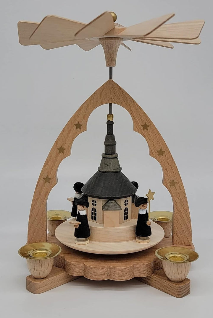 Richard Glässer Seiffen Weihnachtspyramide, Natur, 18 cm hoch