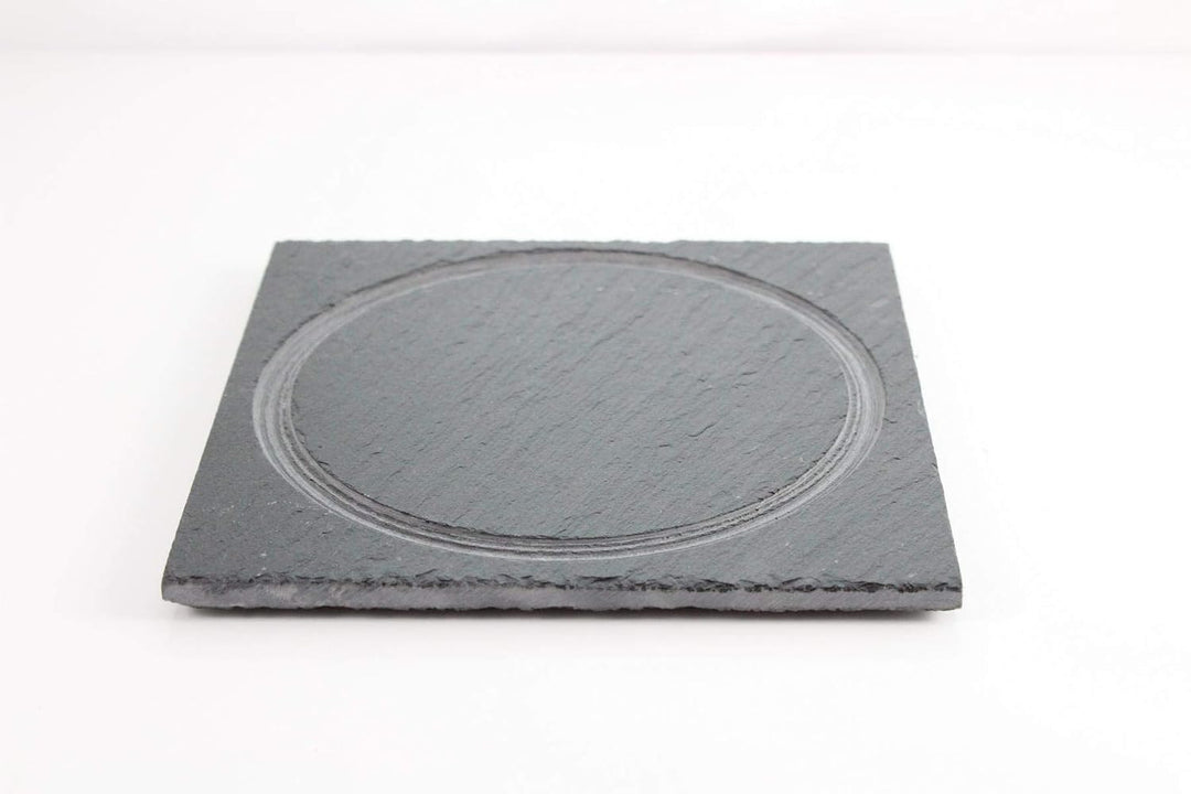 endez Glasglocke auf Schieferplatte 15x20 cm – Mundgeblasene Glashaube aus Borosilikatglas mit Verti