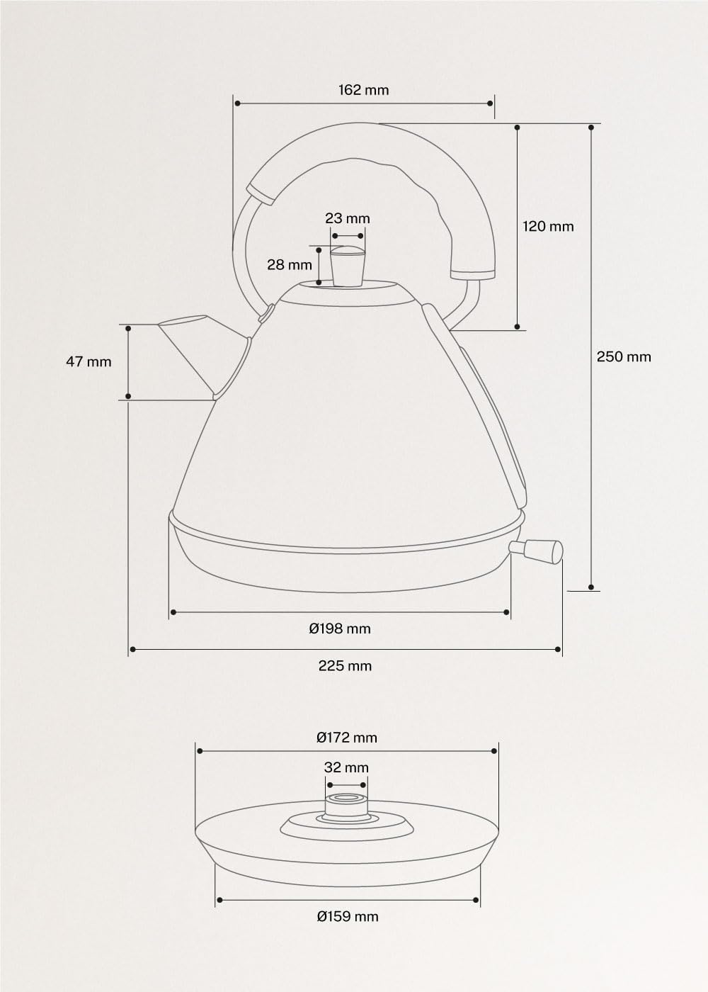 CREATE/KETTLE RETRO M/Elektrischer Wasserkocher Mokka/Schnelles Aufkochen, Fassungsvermögen 1L, Absc