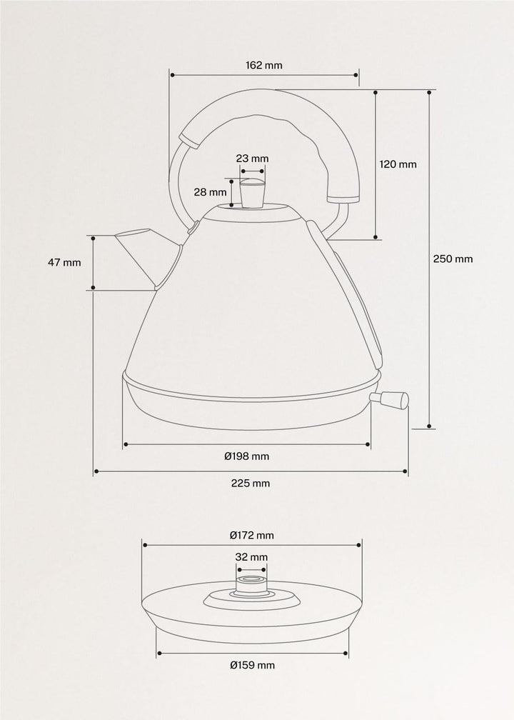 CREATE/KETTLE RETRO M/Elektrischer Wasserkocher Mokka/Schnelles Aufkochen, Fassungsvermögen 1L, Absc