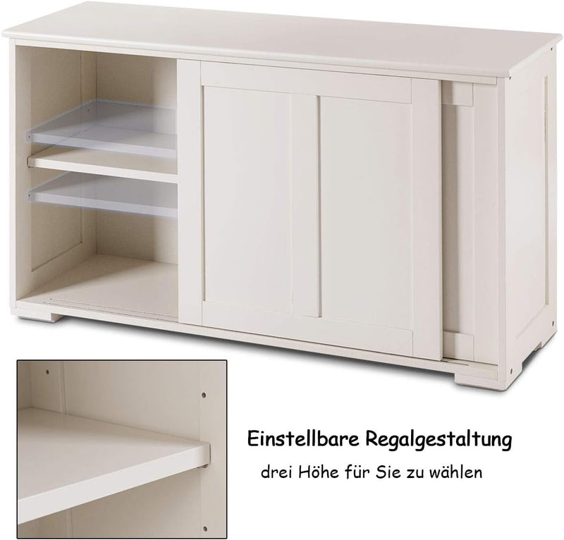 COSTWAY Sideboard, Küchenschrank mit Schiebetüren, höhenverstellbarer Ablage, Beistellschrank für Kü