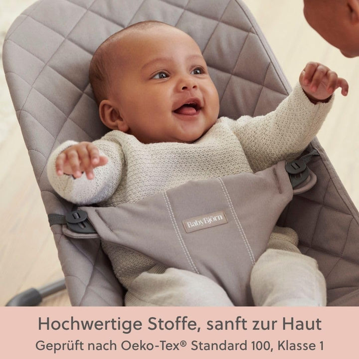 BabyBjörn Babywippe Bliss, Gewebt, Klassische Steppung, Sandgrau Sandgrau Gewebt, Klassische Steppun
